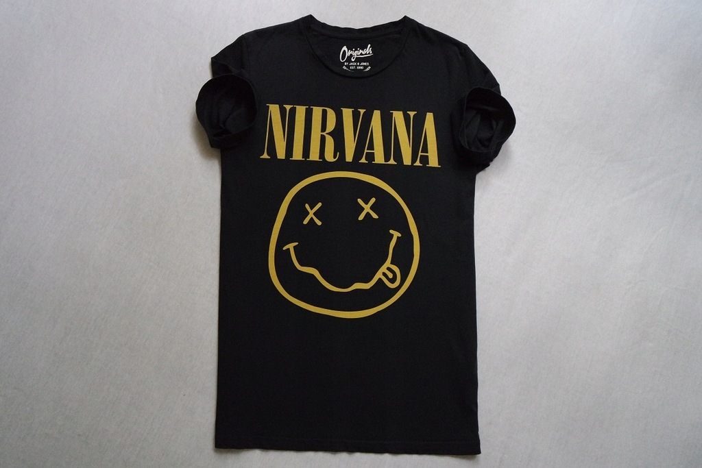 JACK JONES NIRVANA koszulka czarna t-shirt ROCK__M