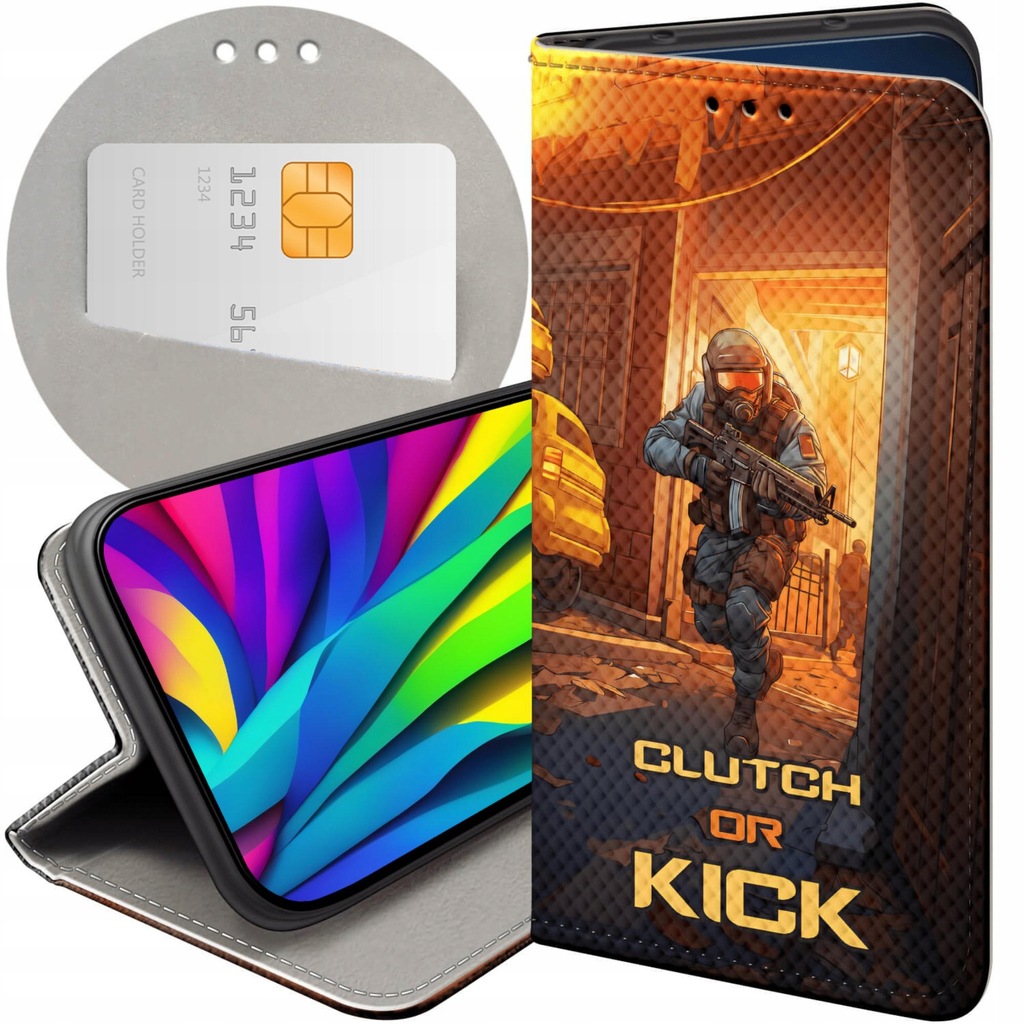 ETUI Z KLAPKĄ DO HUAWEI Y6 2018 WZORY CS GO COUNTER-STRIKE FUTERAŁ CASE