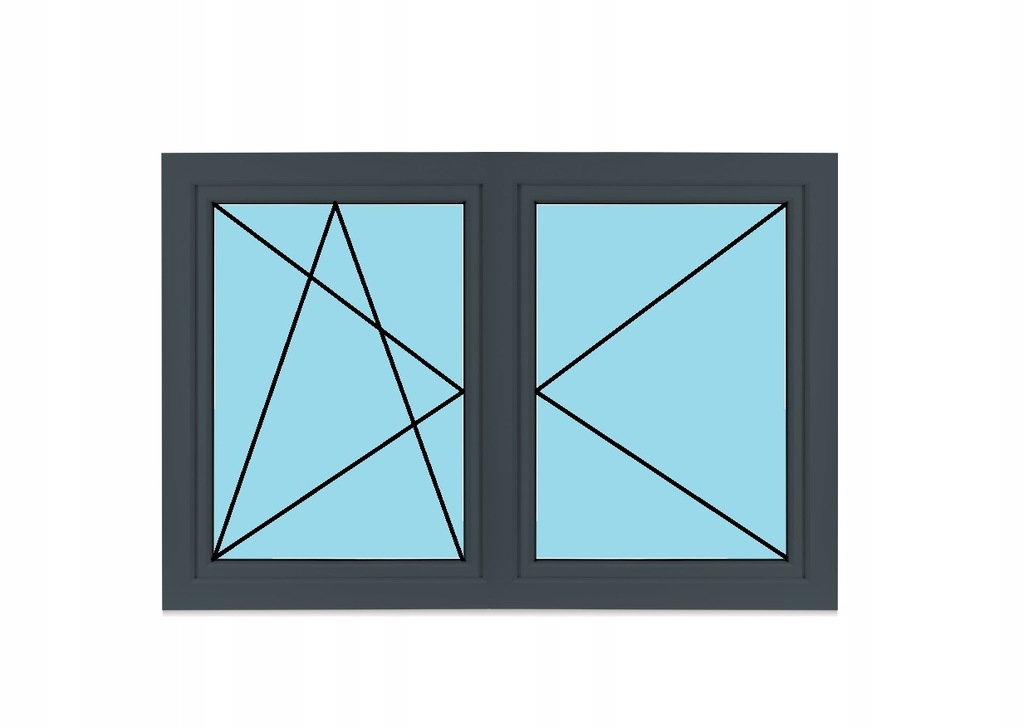 Okno PCV 2-szyby 1 ANTRACYT RU+R 120x160 1165x1535