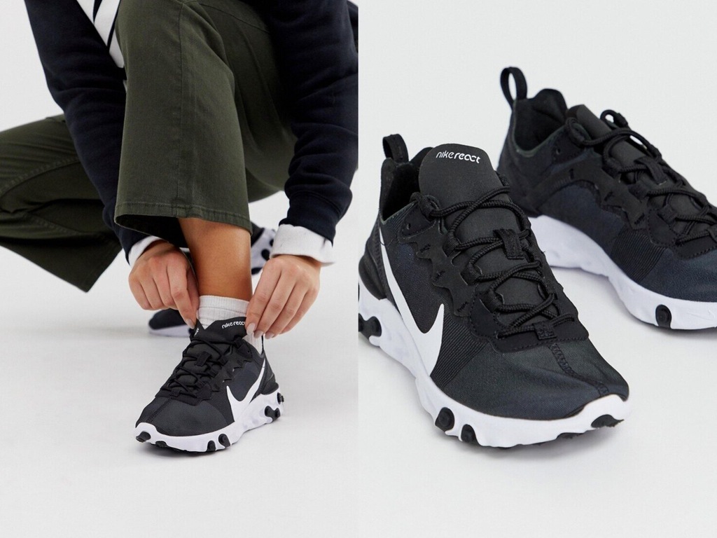 Nike React Element Czarno-białe sportowe buty 40