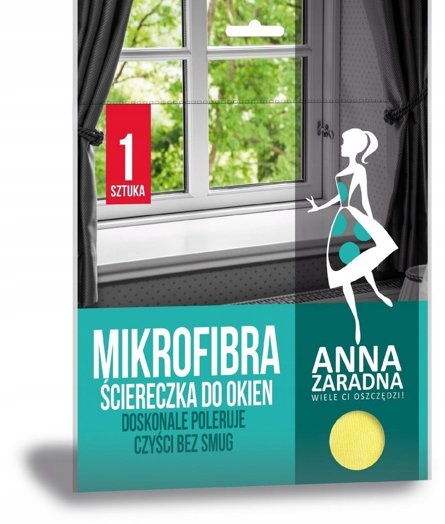 Anna Zaradna Mikrofibra ściereczka do okien - 1 sz