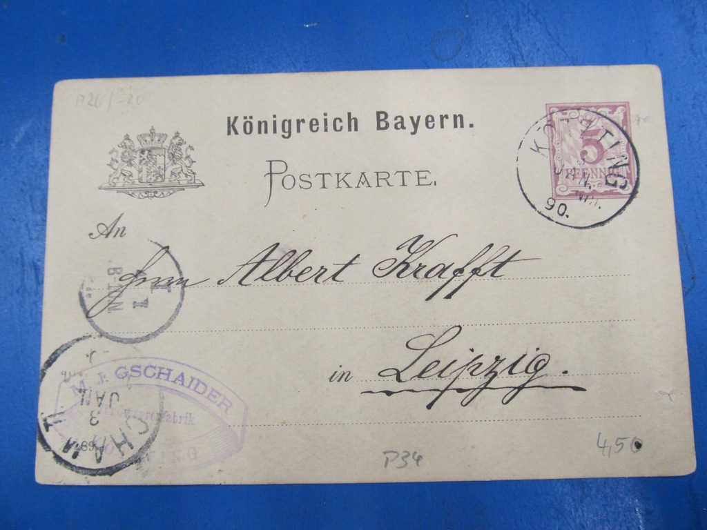 Kartka pocztowa Niemcy Bayern 1889 r. (7)
