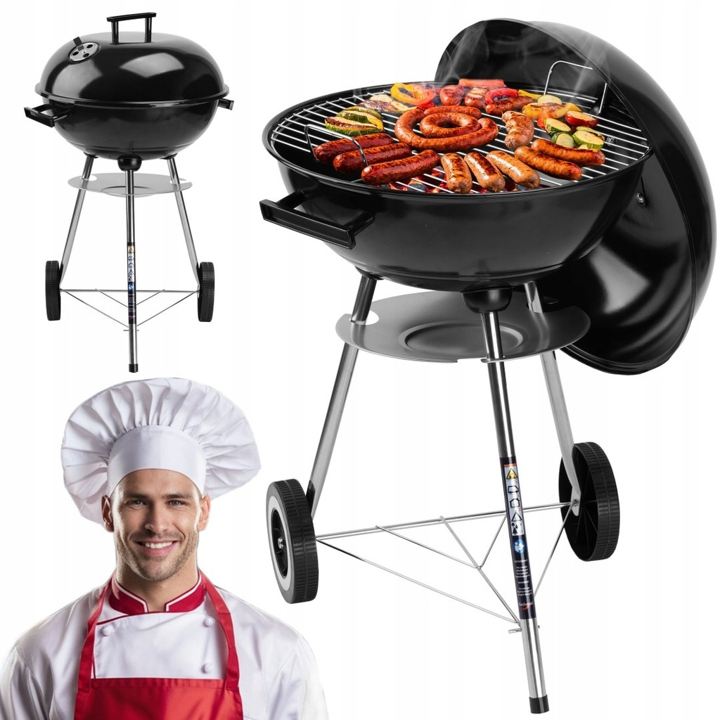 GRILL WĘGLOWY OGRODOWY RUND CZARNY