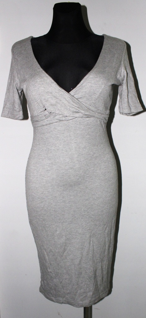 Reserved dzianinowa sukienka kratka wzór S 36