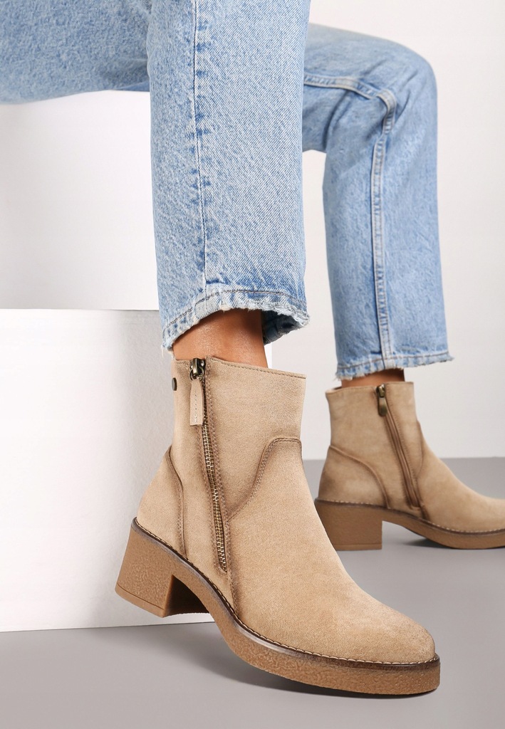 Born2Be Beżowe Botki damskie 40 Ekozamsz