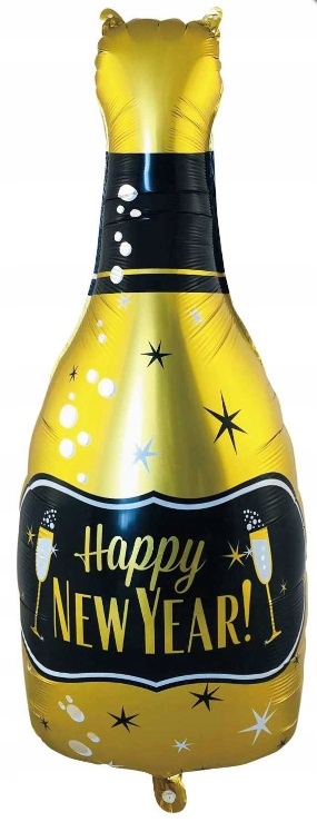 Balon Szampan Happy New Year Sylwester 49x98 cm