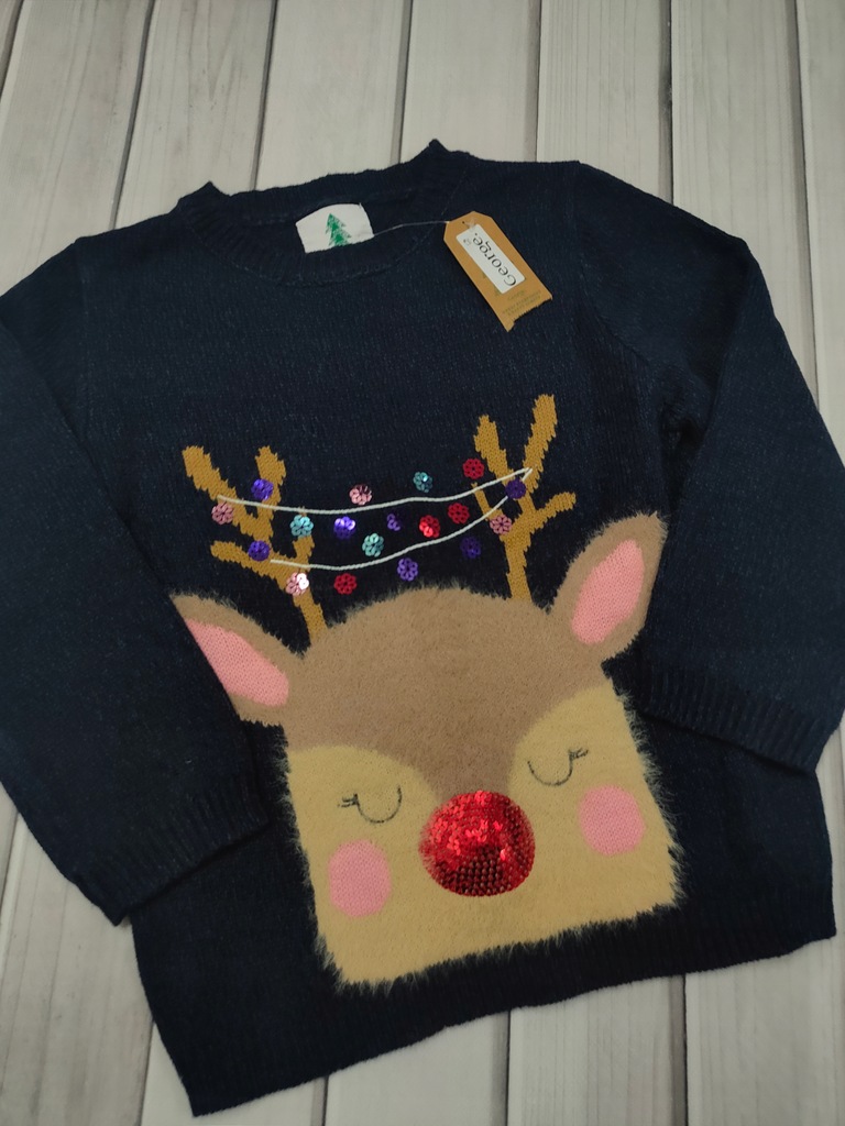 George Sweterek świąteczny dla dziewczynki akryl r. 110/116