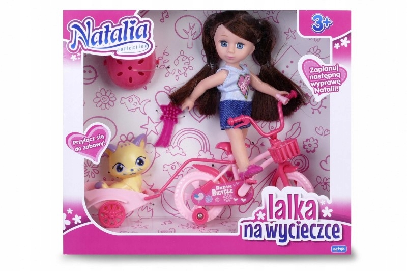 Artyk Lalka Natalia z rowerem i kotkiem