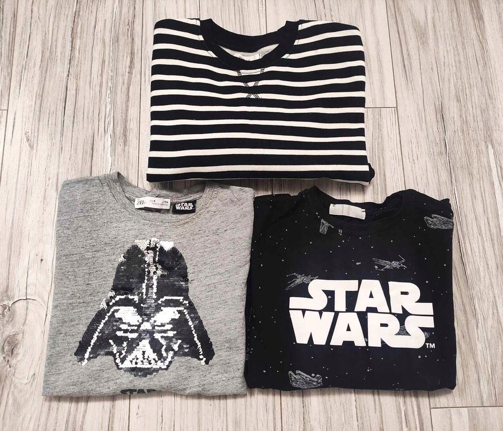 ZARA_KOSZULKI STAR WARS_BLUZA CIEPŁA_BDB_128_3 SZT.