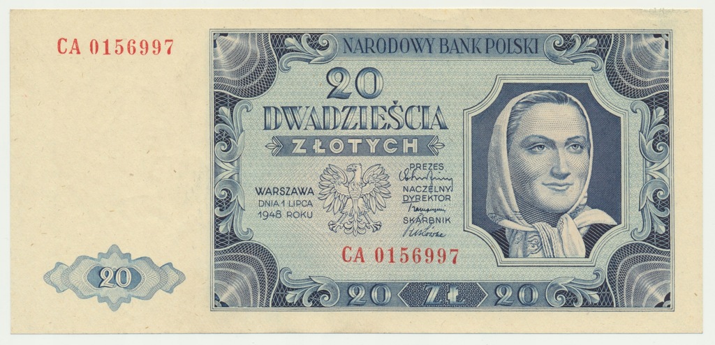 20 złotych Polska 1948 -UNC Seria CA