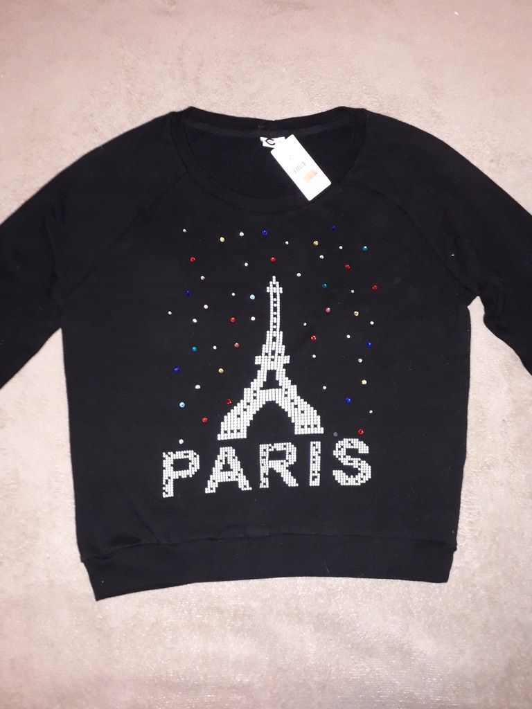 Cubus czarny sweter oversize z kryształkami Paris