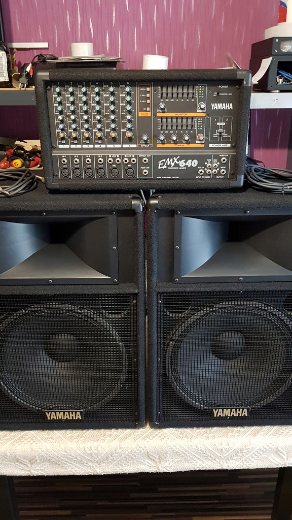 Yamaha Powered mixer EMX640 + kolumny + statywy 9439148249