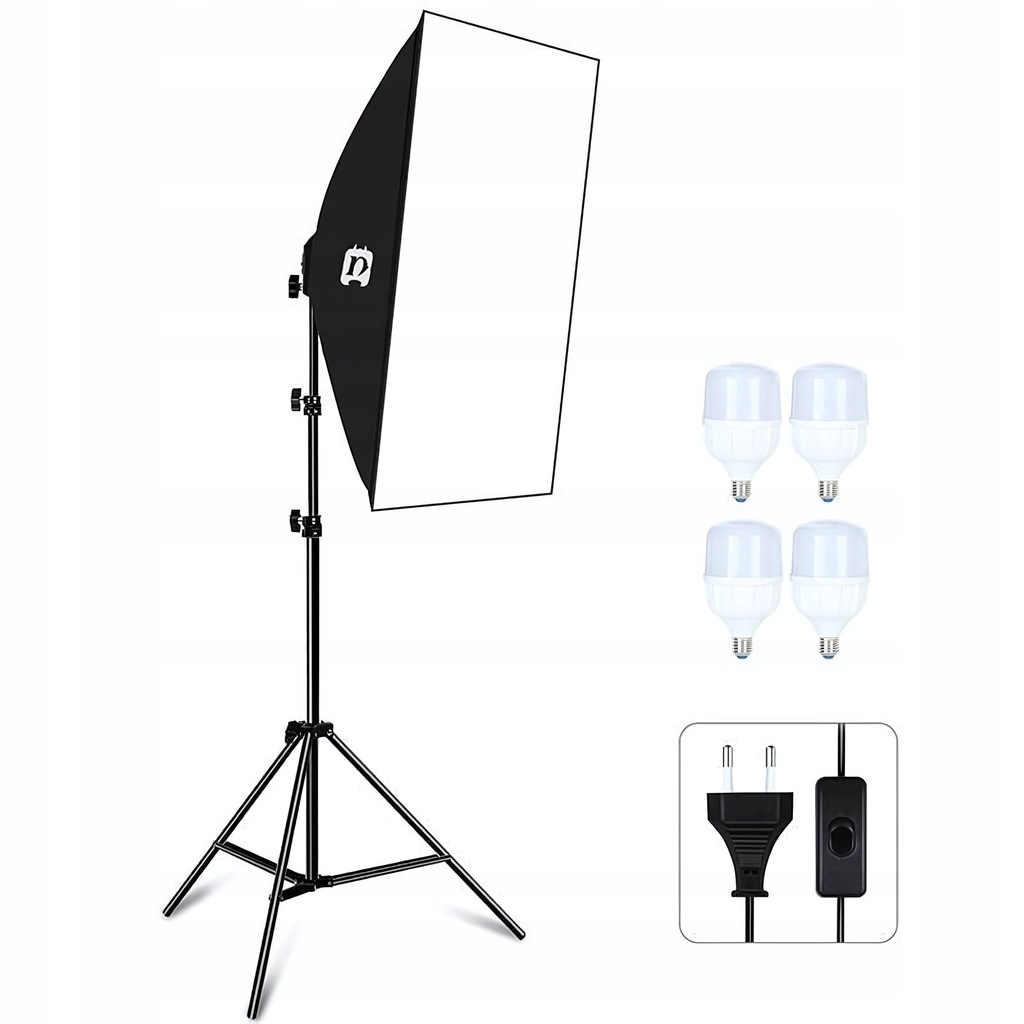 Puluz Zestaw Oświetlenia Studyjnego Softbox Statyw 4 Żarówki LED