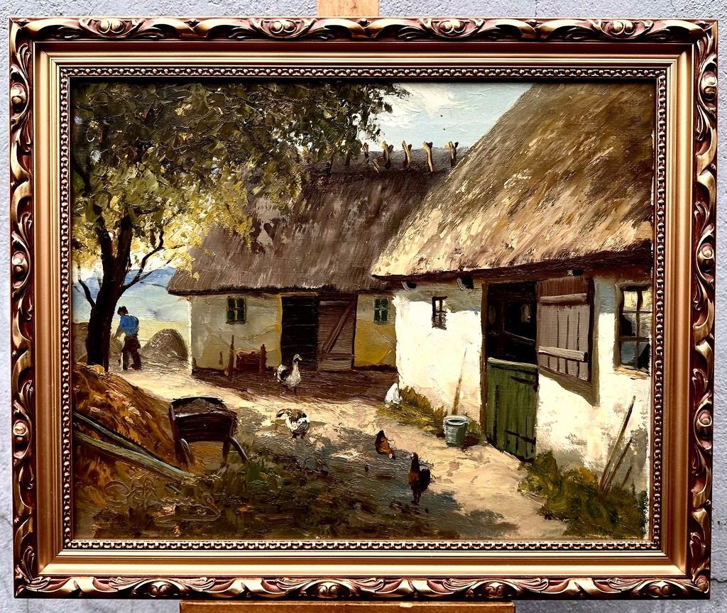 GUSTAV P. RIMMER WIEJSKI ZAUŁEK STARY CENNY OBRAZ - 13333564044 ...