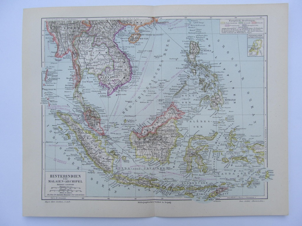 AZJA INDOCHINY i ARCHIPELAG MALAJSKI mapa 1897 r.