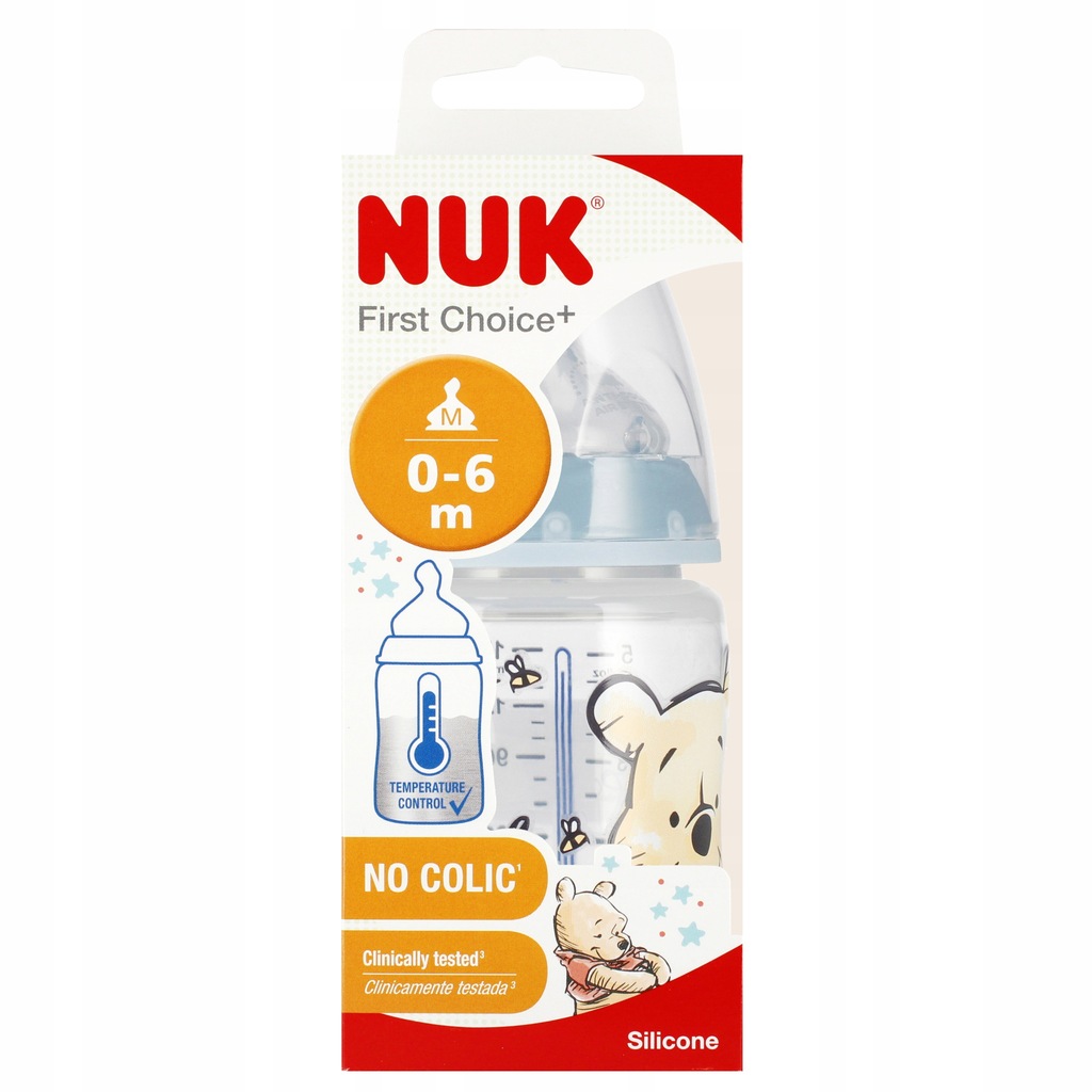 NUK Butelka z wskaź. temp.150 ml 0-6m + smoczek First Kubuś nieb 10743932