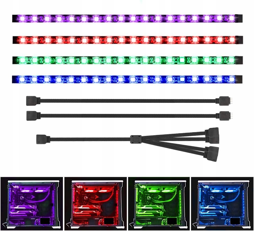 4x taśma LED RGB oświetlenie komputera PC