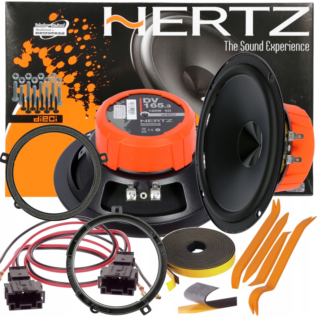HERTZ GŁOŚNIKI BASOWE Z DSK165 MERCEDES C W202 T S202 PRZÓD DYSTANSE + MATA