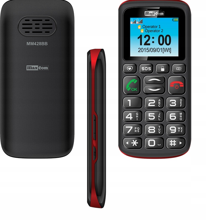 Telefon dla seniora MAXCOM MM428BB czarno-czerwony