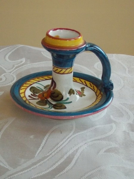 Piękny ceramiczny świecznik Deruta majolika