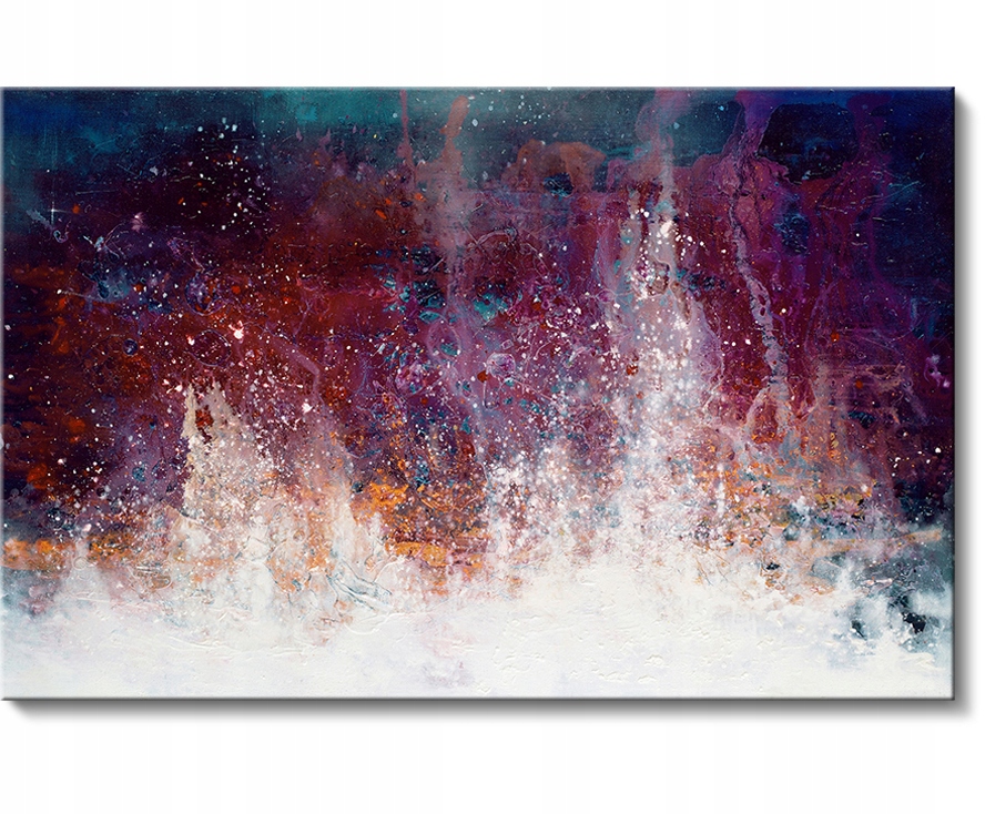 Abstrakcja w kolorach bordo i morskim, 120x77 cm