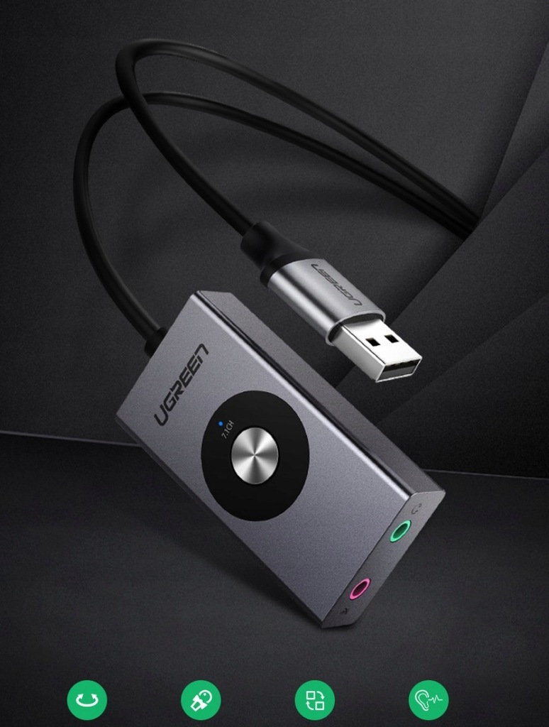 Купить Звуковая карта USB, наушники, микрофон UGREEN 7.1: отзывы, фото, характеристики в интерне-магазине Aredi.ru