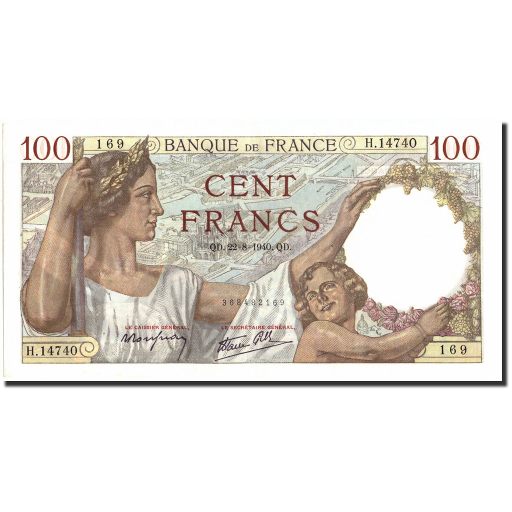 Francja, 100 Francs, Sully, 1940, 1940-08-22, UNC(