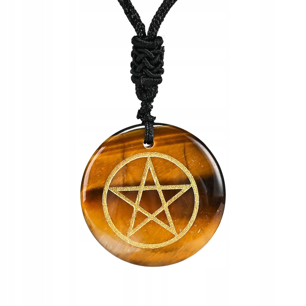 Stone Pendant Necklace Pentagram Charm Yellow