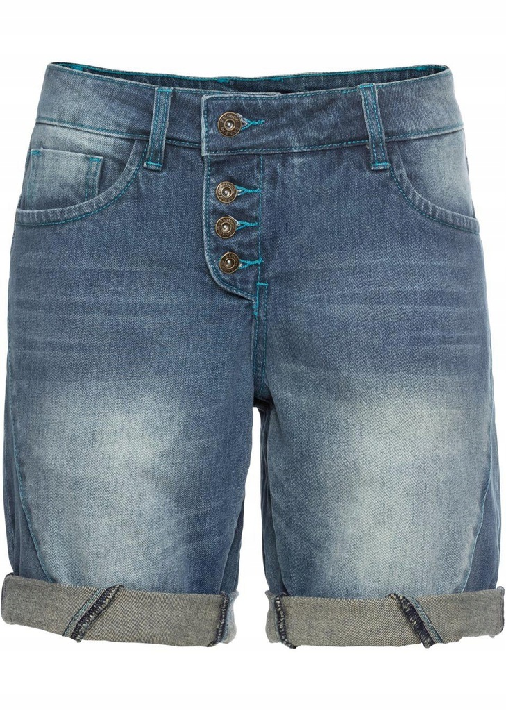 SPODENKI KRÓTKIE SZORTY JEANSOWE NIEBIESKIE 3B3F11 Bonprix 34