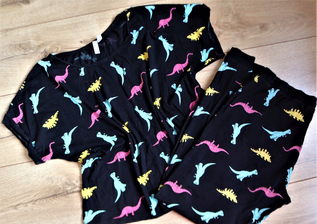 ASOS bawełniana piżama w dinozaury M kolorowa