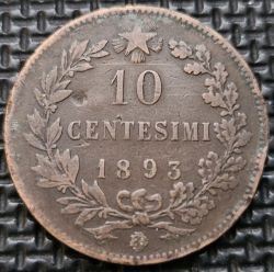 *WŁOCHY [0134]*10 centesimi 1893 Król Humbert I