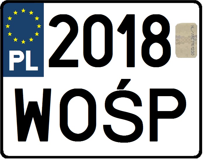 Naklejka Rejestracja motocyklowa WOŚP 2018