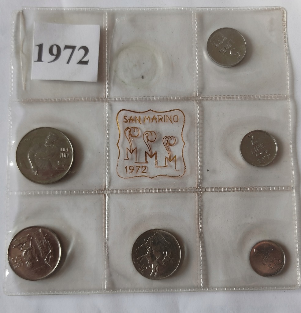 Zestaw San Marino 1972 6 szt. 1 2 5 10 50 100 lir