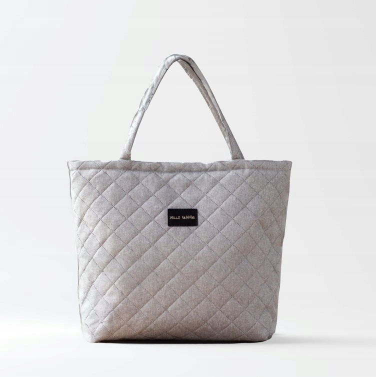 Pojemna torba ozdobna szara dla mamy do szpitala wyprawka poród rozm. XL