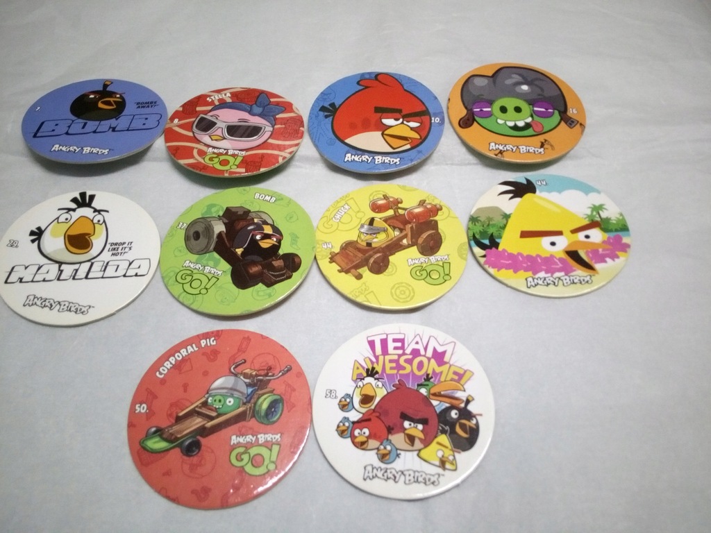 CHIPICAO TAZO ŻETONY KAPSLE ANGRY BIRDS 10 SZTUK