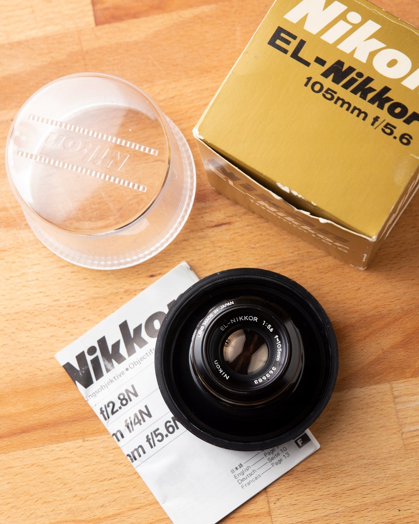 Obiektyw Nikon EL-Nikkor 105mm f5,6 Pełny zestaw
