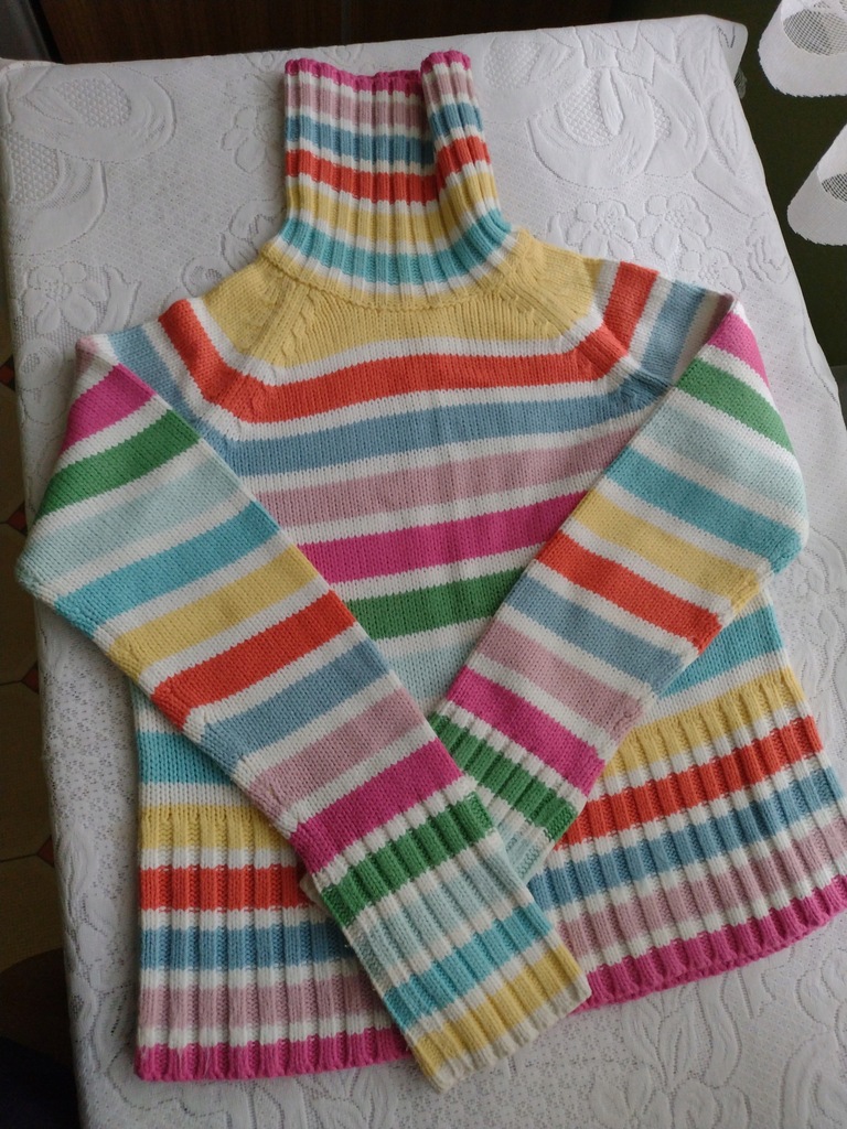 (40/L) Pastelowy sweter zimowy,golf z Londynu