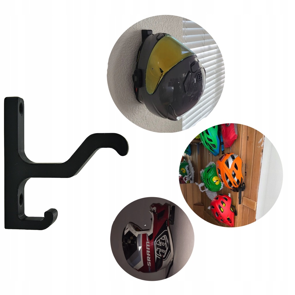 UCHWYT ŚCIENNY MOCNY DUŻY NA KASK MOTOCYKLOWY I KURTKE WYTRZYMAŁY STABILNY