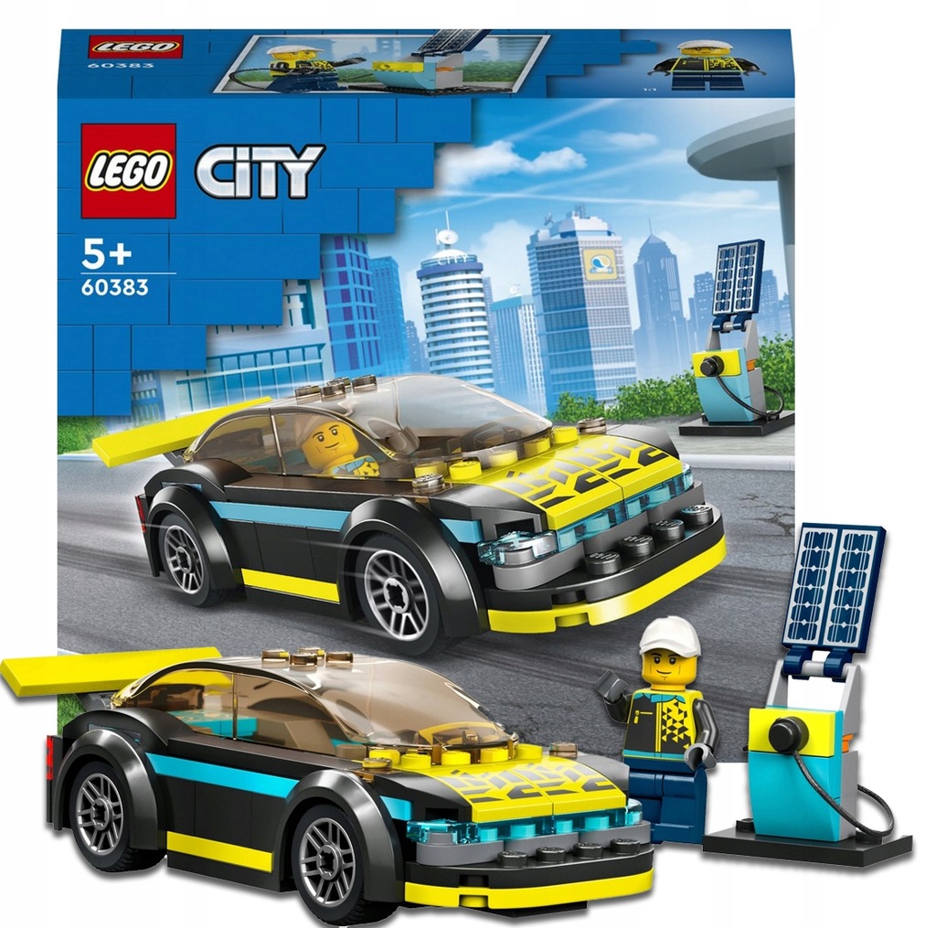 LEGO CITY 60383 Elektryczny samochód sportowy + Stacja Ładowania ZESTAW 5+
