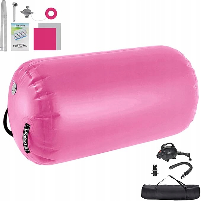 FBSPORT Air Roller gimnastyczny 120x90cm z pompką w zestawie, RÓŻOWA