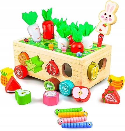 GRA MONTESSORI SORTER WARZYWA MARCHEWKI ROBACZKI ZABAWKA KIZMYEE