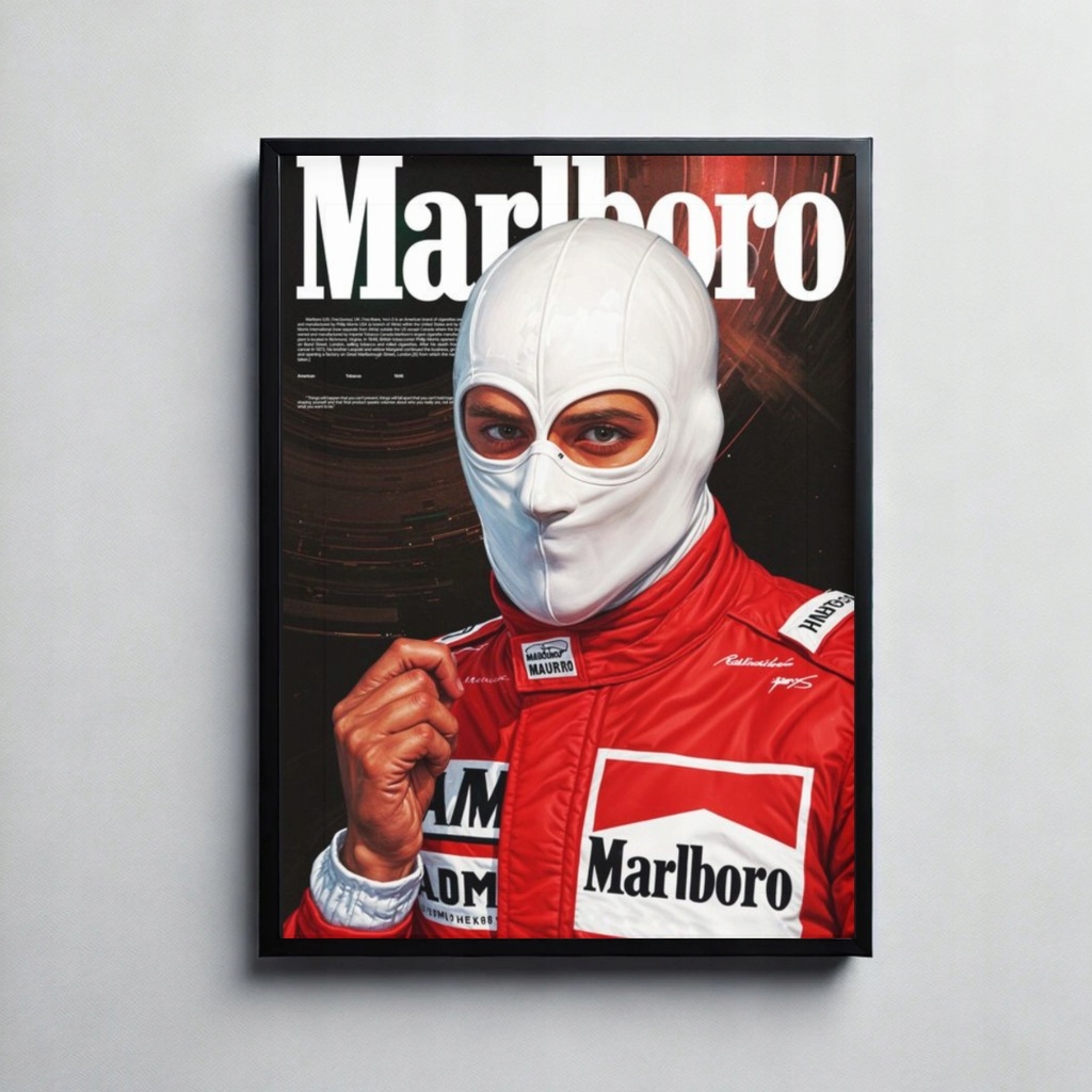 Plakat A3 Marlboro Niki Lauda F1 motoryzacja prezent ozdoba do pokoju