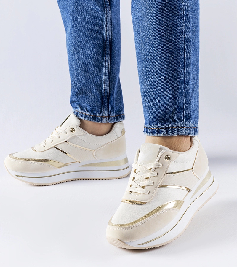 Beżowe sneakersy na platformie Nutter 27618 rozmiar 40