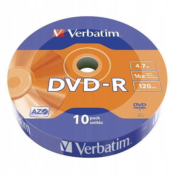 Verbatim DVD-R, Matt Silver, 43729, 4.7GB, 16x, cake box, 10-pack, bez możl