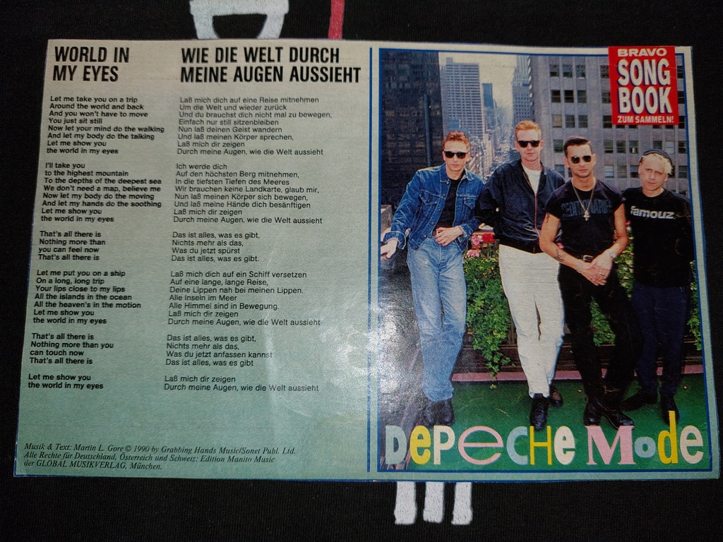 Depeche Mode World In My Eyes tekst A5 z BRAVO 1990