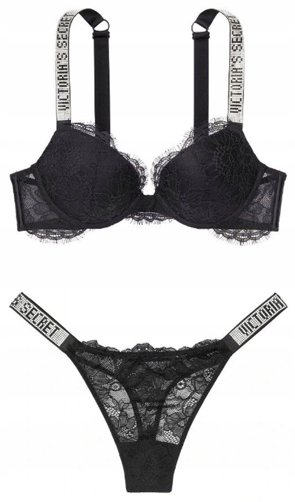 Victoria's Secret komplet bielizny czarny rozmiar 80C