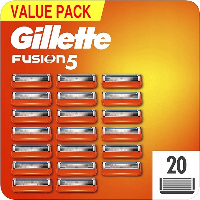 Gillette Fusion 5 żyletek, 20 wkładów po 5 ostrzy, do 1 miesiąca golenia