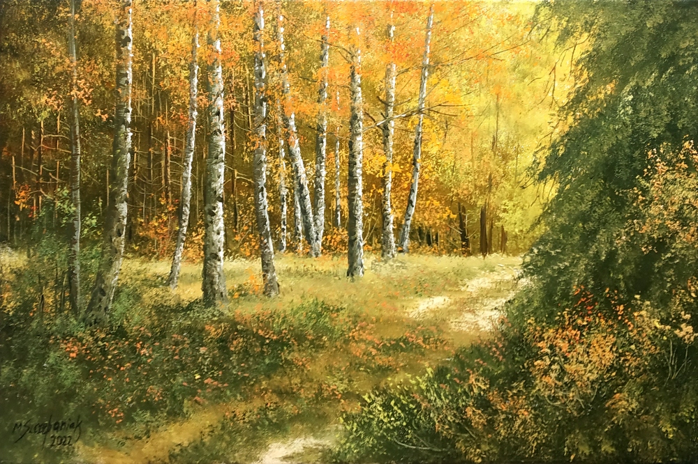 M.Szczepaniak `Jesienny las` 60x40 cm