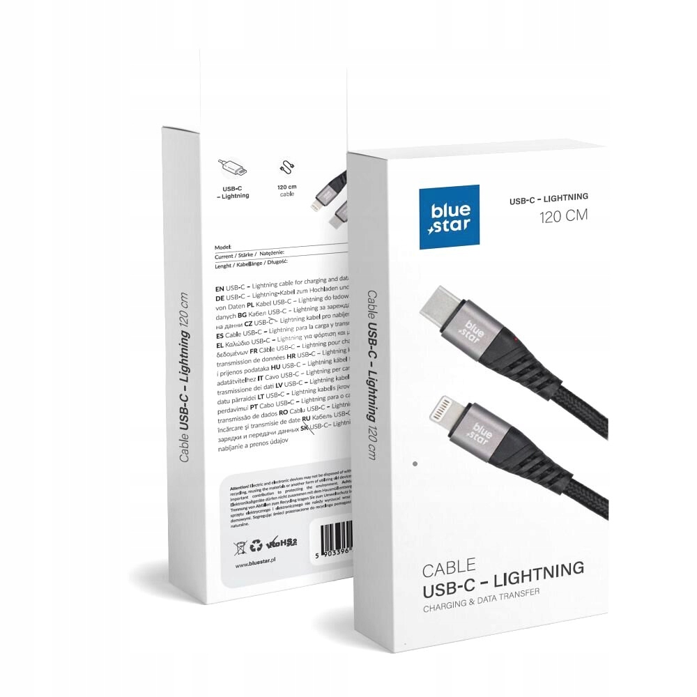 Mocny KABEL USB C do Lightning PRZEWÓD TYP-C 2.4A 1.2m do iPhone iPad