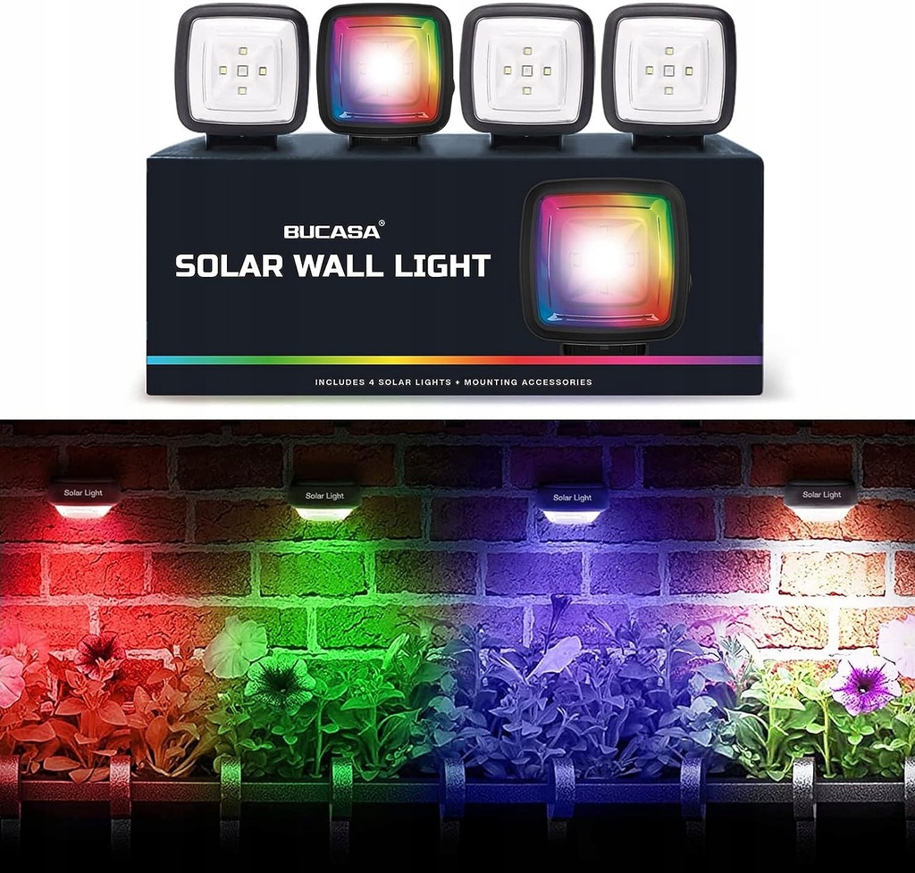 Lampa solarna do ogrodu BUCASA czarny 9,3 cm 4 szt